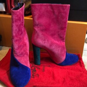 Christian Louboutin multicolor Suade boot! GORGEOUS!! Worn Once. Size 39